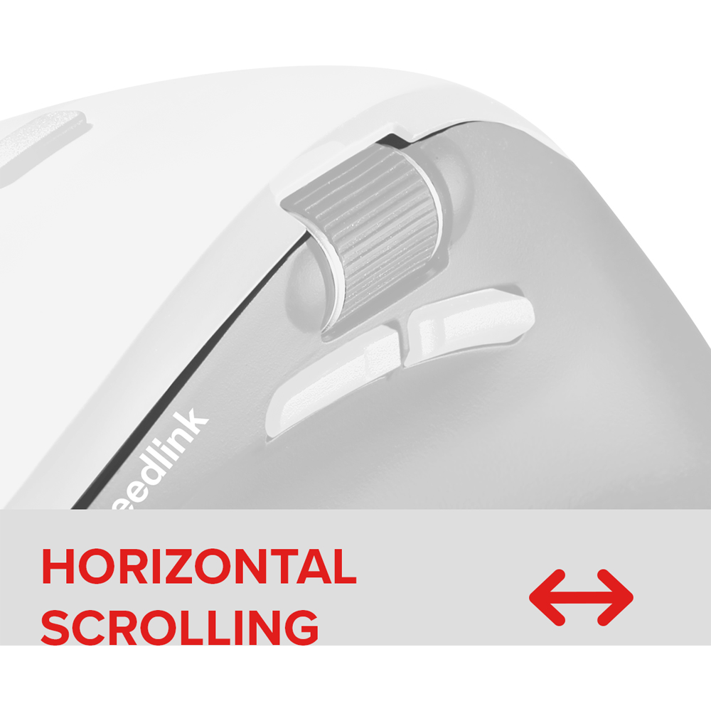 Primo piano di un mouse per computer bianco, che mostra la rotella di scorrimento e i pulsanti laterali.