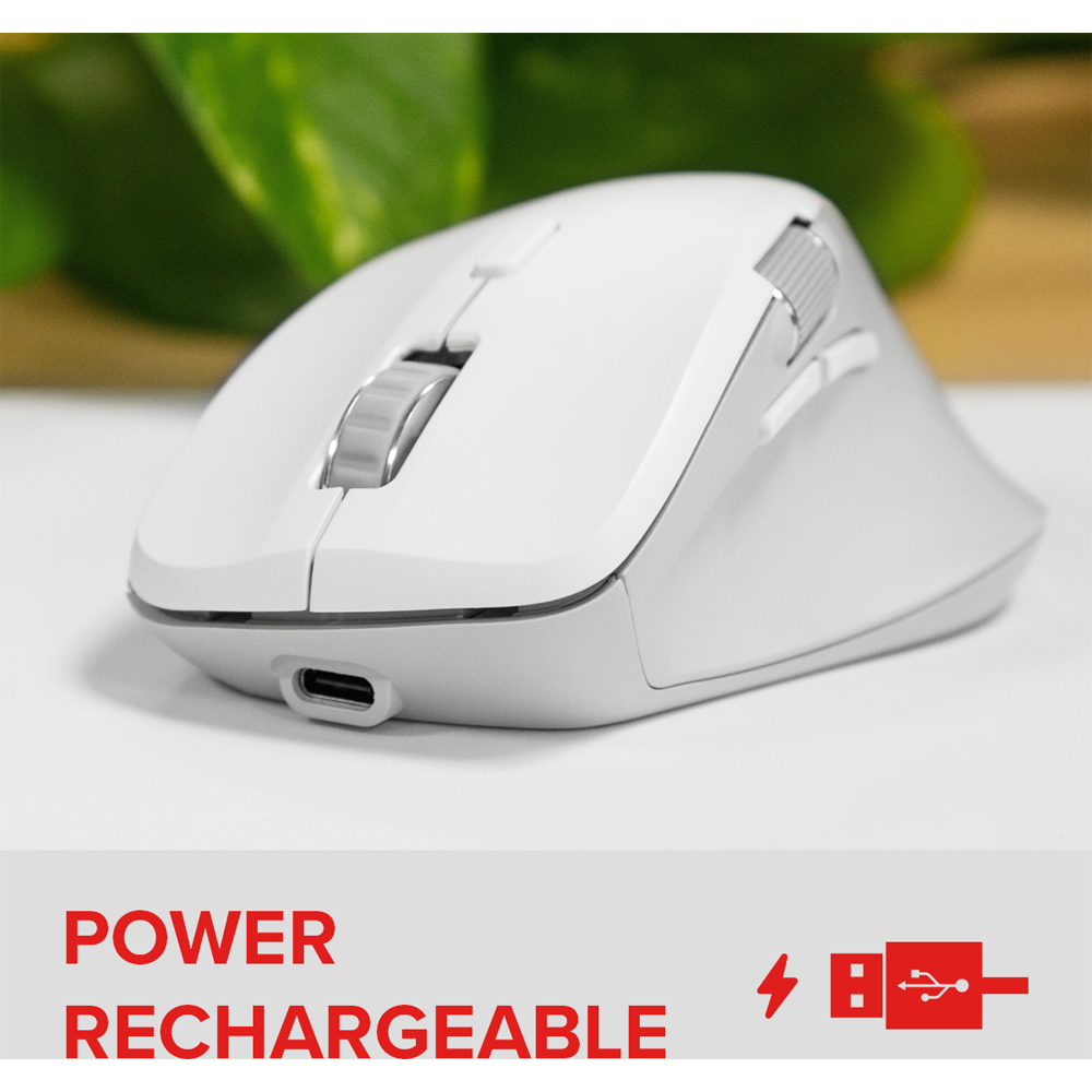 Mouse bianco con porta USB-C e rotellina di scorrimento, 