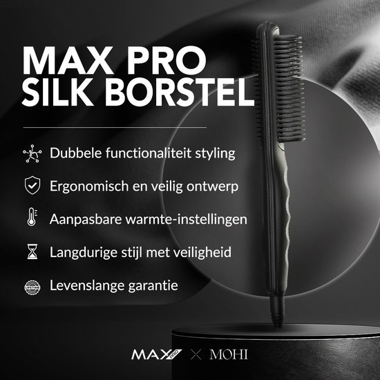 Spazzola lisciante MAX PRO Silk nera con funzioni.