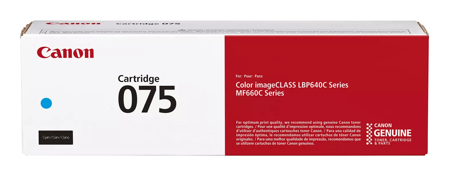 LBP640C/MF660C için 075 Cyan toner kartuşu beyaz Canon kutusu.