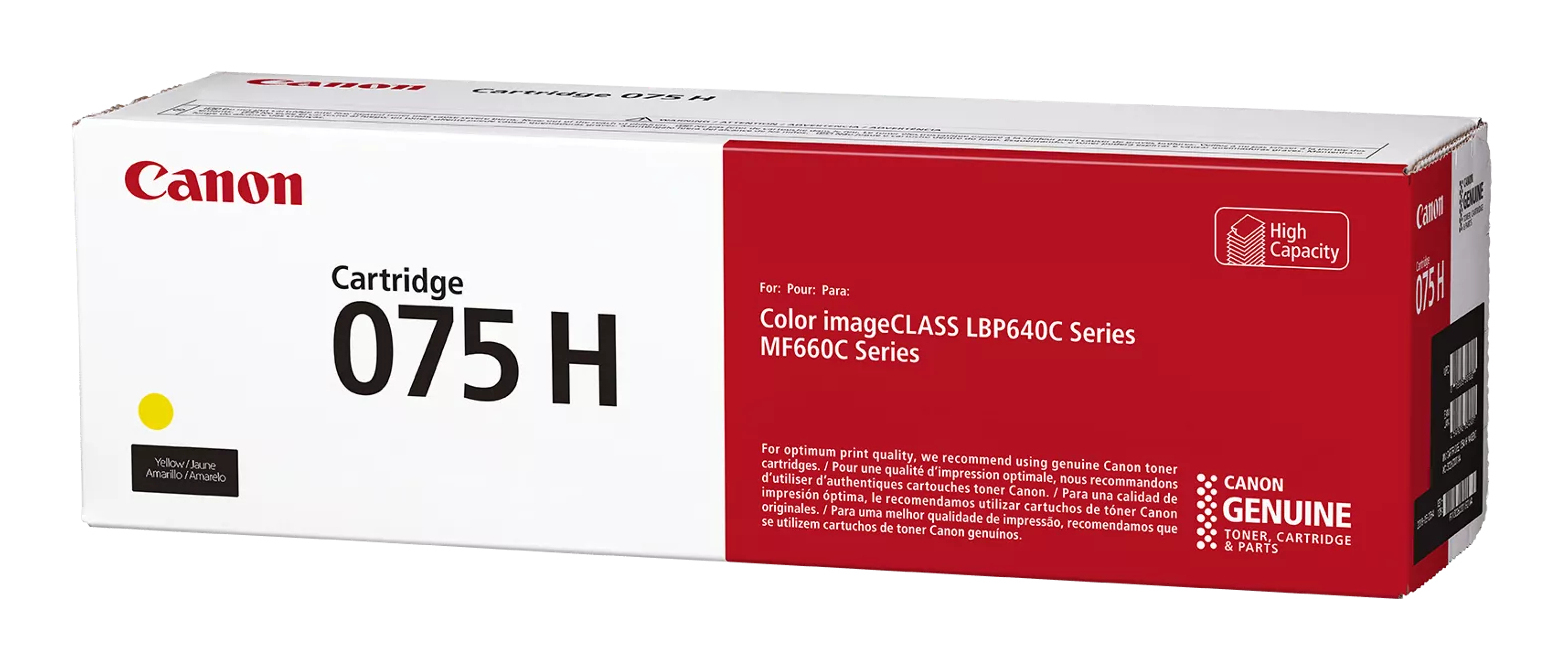 Confezione cartuccia toner gialla Canon 075H per imageCLASS LBP640C/MF660C.