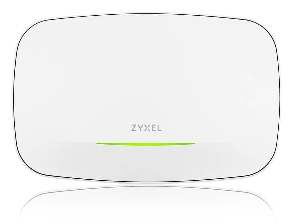 Un router Zyxel bianco con una barra verde.
