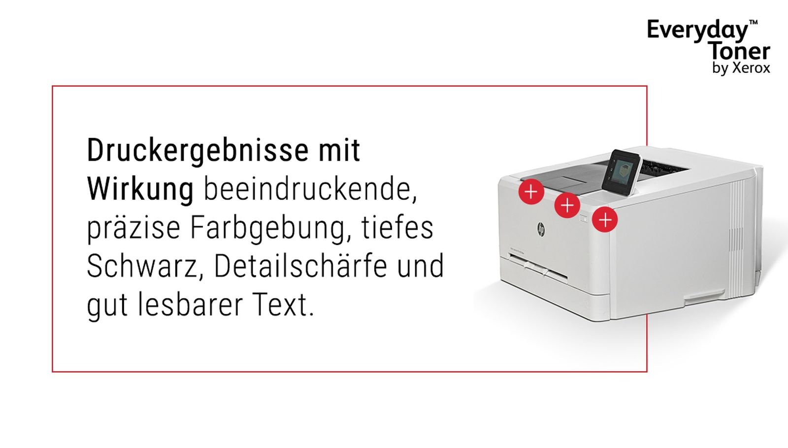 Een witte printer met bedieningspaneel en drie rode plustekens.