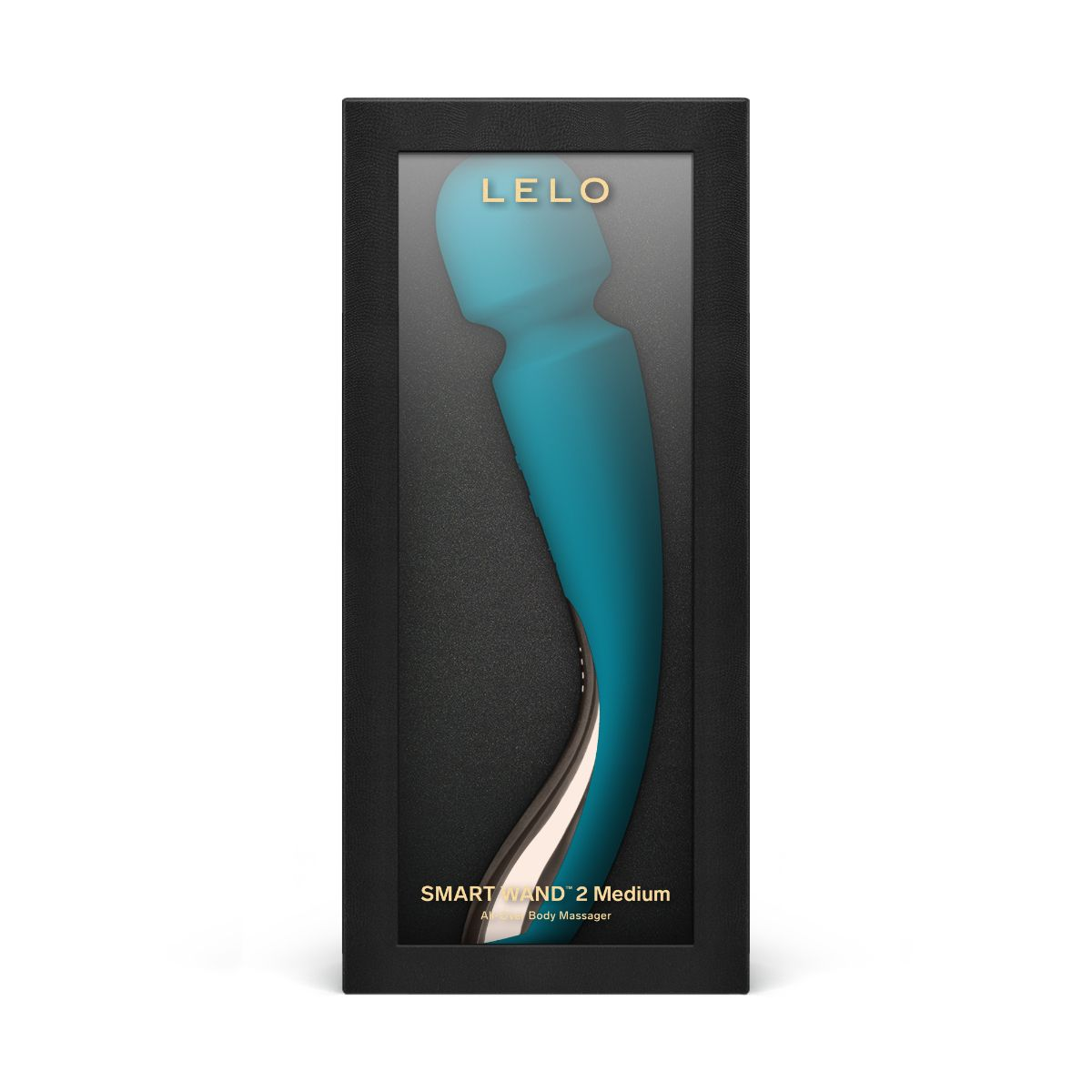 Ein türkisfarbener LELO Smart Wand 2 Medium in schwarzer Verpackung.