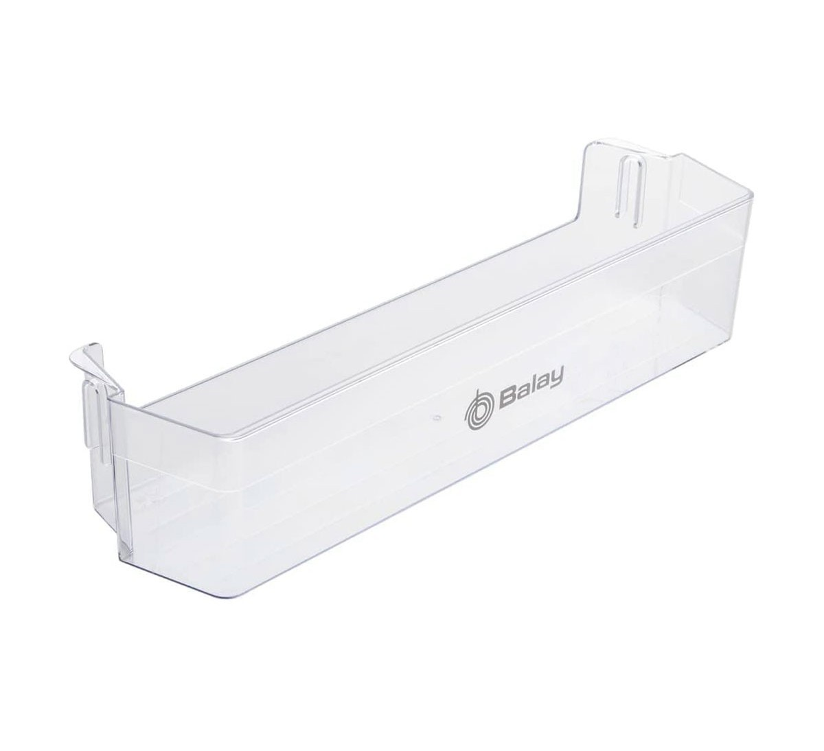 Estante de puerta de refrigerador Balay de plástico transparente.