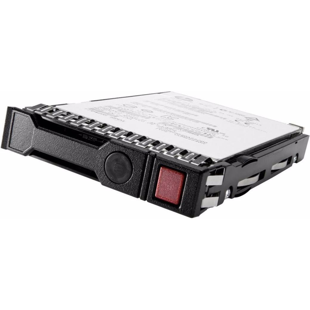 Un hard disk del computer nero con un pulsante rosso, su sfondo bianco.