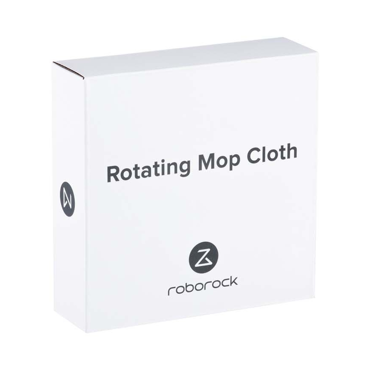Roborock logosu ve "Rotating Mop Cloth" yazılı beyaz kutu.