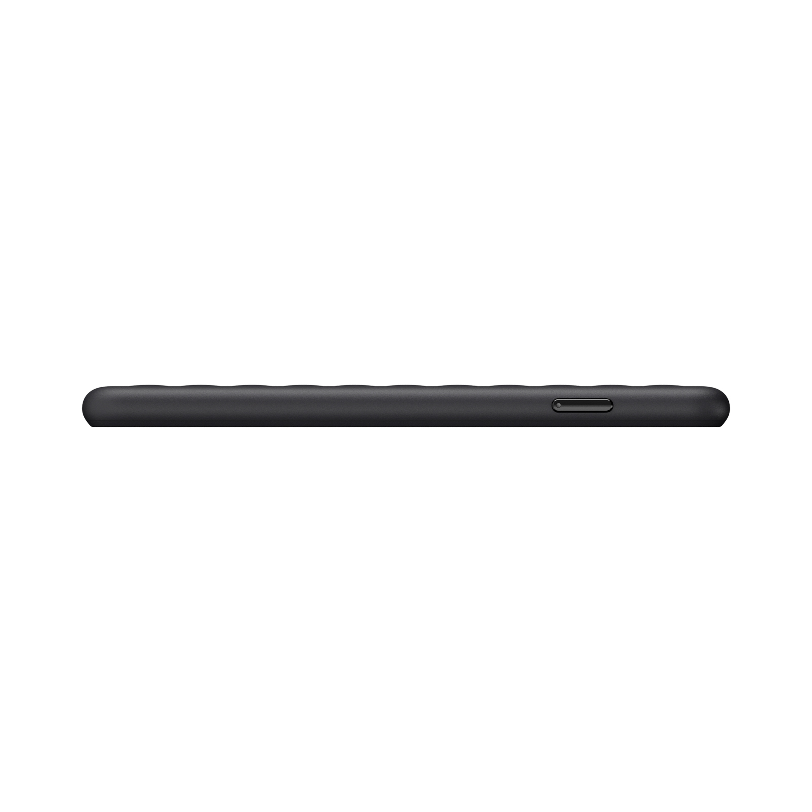 Schwarzes Handy-Case mit Wellenmuster und seitlicher Taste.