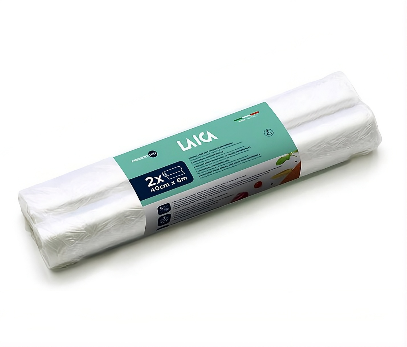 Dos rollos de bolsas para envasar al vacío LAICA, 40cm x 6m.