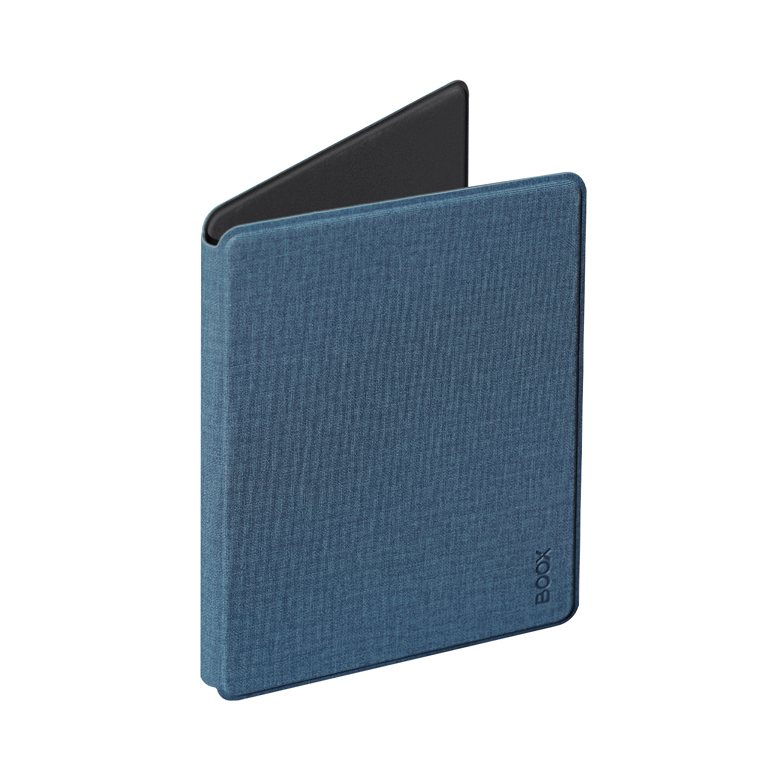 Una cubierta de libro azul con el logo de BOOX sobre fondo blanco.