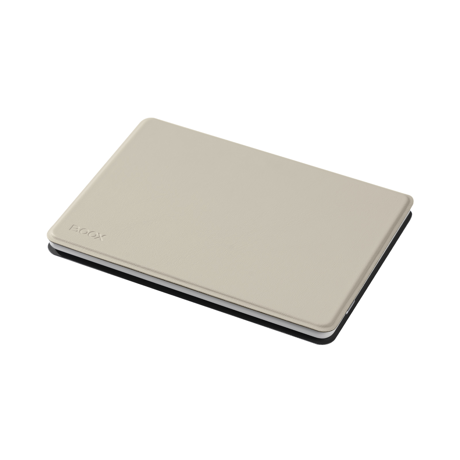 Un e-reader beige con el logo "BOOX" en la parte delantera, sobre fondo blanco.