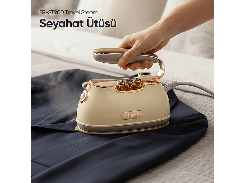 FRESSI FR-ST900 Travel Steam Seyahat Tipi Taşınabilir Buharlı Ütü Krem