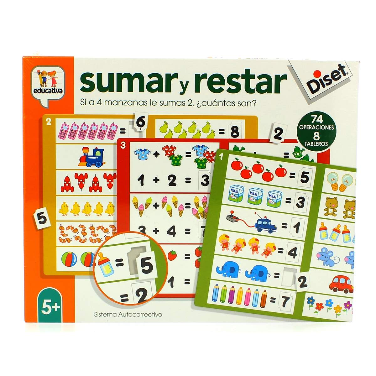 Un juego de aprendizaje con números y dibujos para sumar y restar.