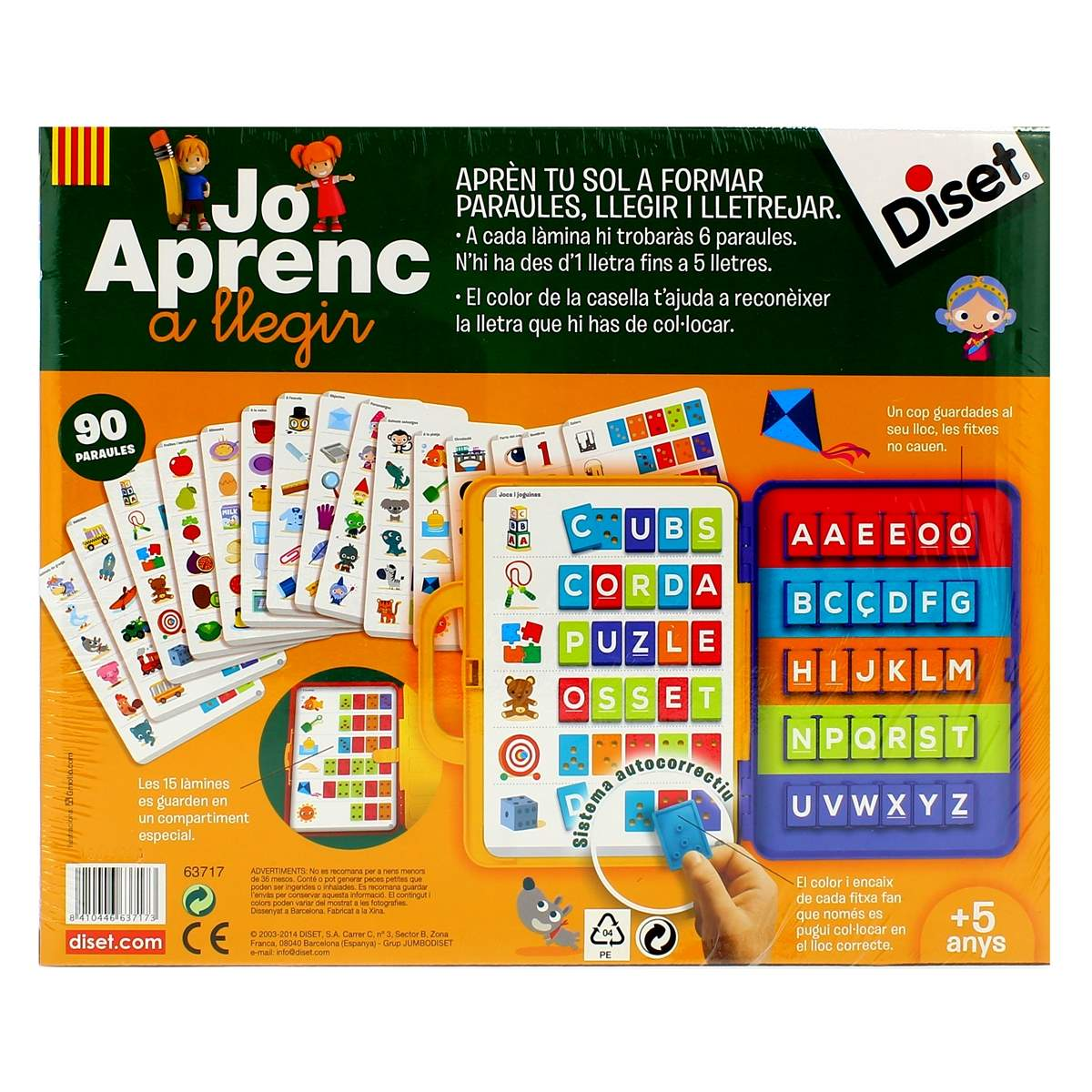 Juego de mesa con tarjetas de imágenes para aprender palabras, letras y colores.