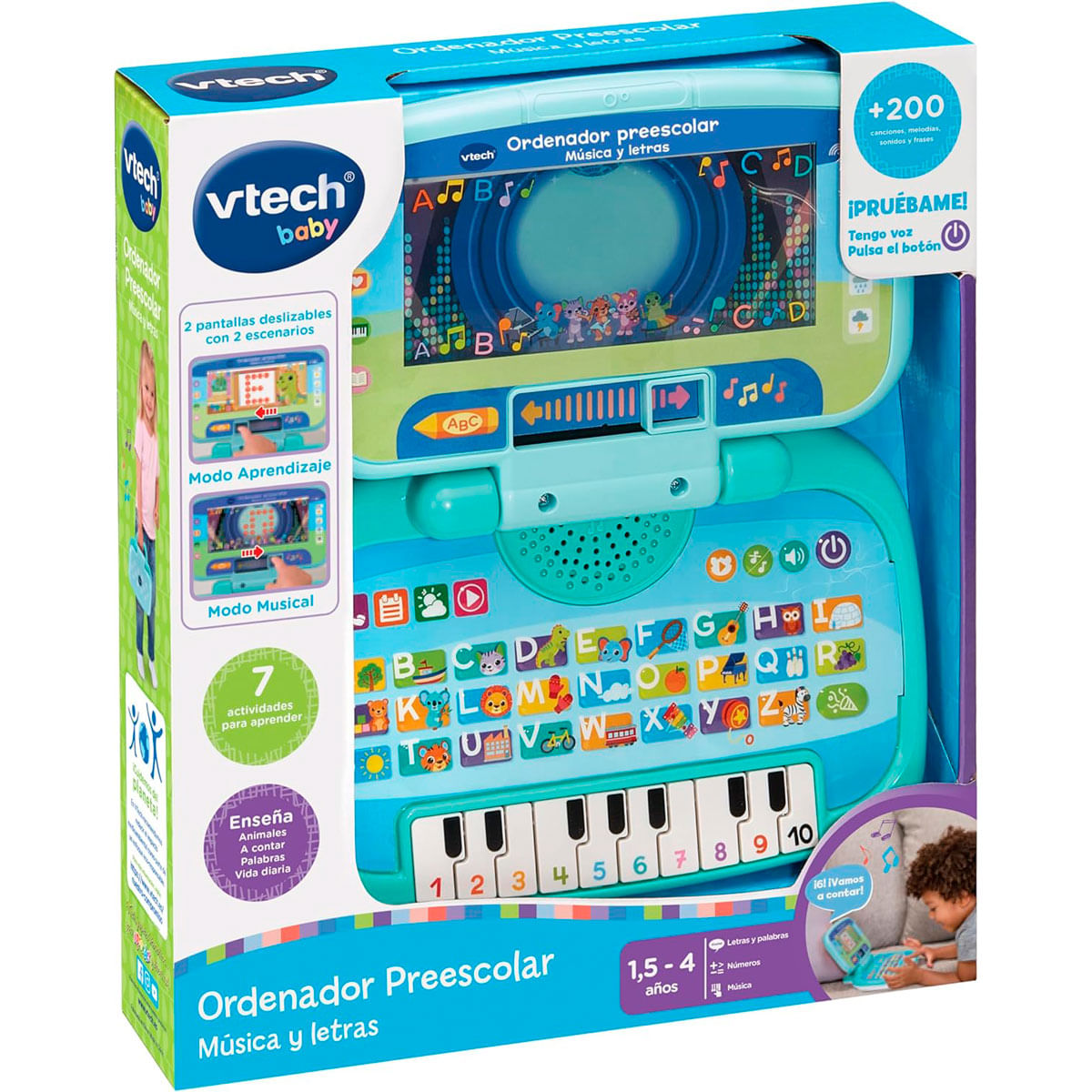 Ordenador Preescolar Vtech Baby con teclado y pantalla en caja.