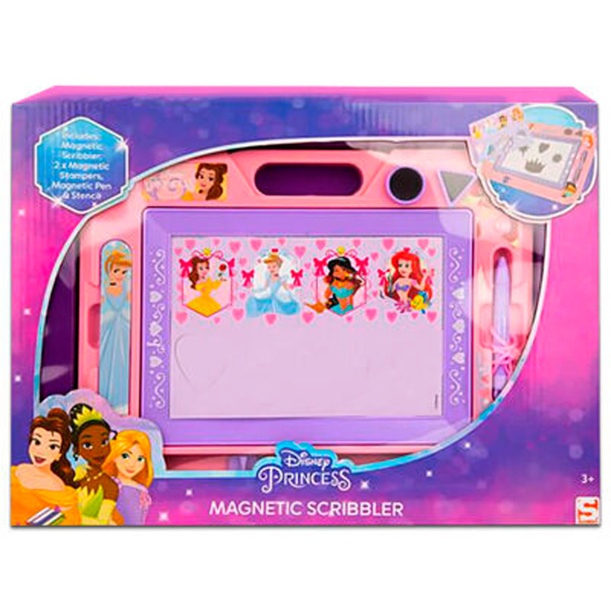 Pizarra magnética de Disney Princess con bolígrafo y plantillas.