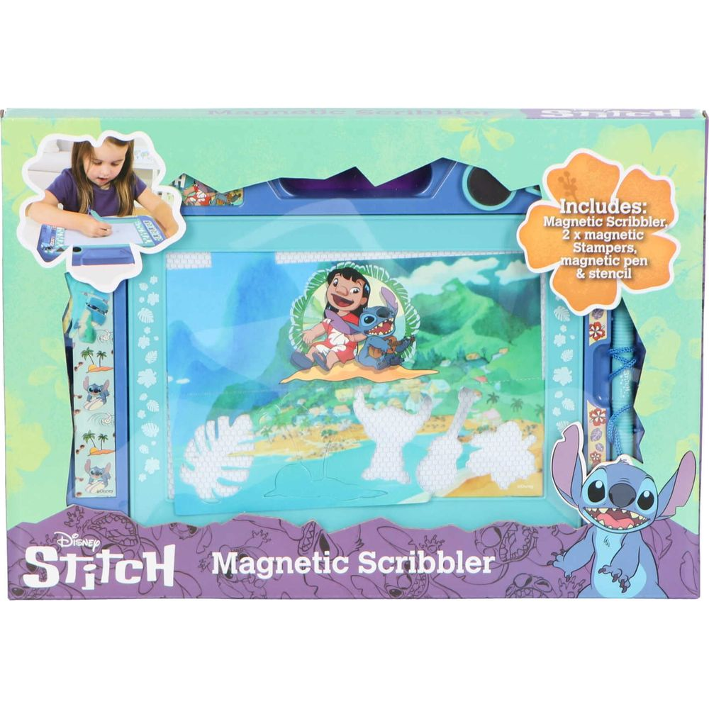 Caja de Disney Stitch Magnetic Scribbler con ilustración de Lilo y Stitch.