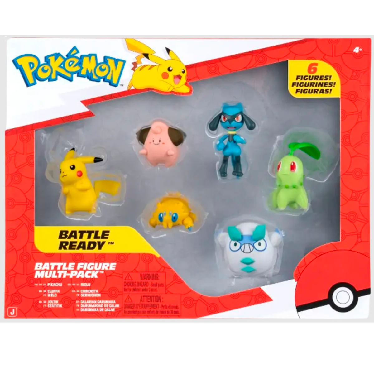 Pack de figuras Pokémon: Pikachu, Cleffa, Riolu, Chikorita, Joltik, Darumaka.