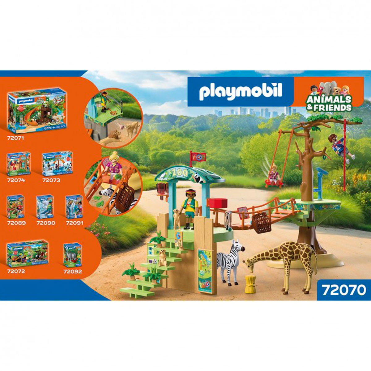 Un juego de Playmobil de zoológico con animales y figuras.