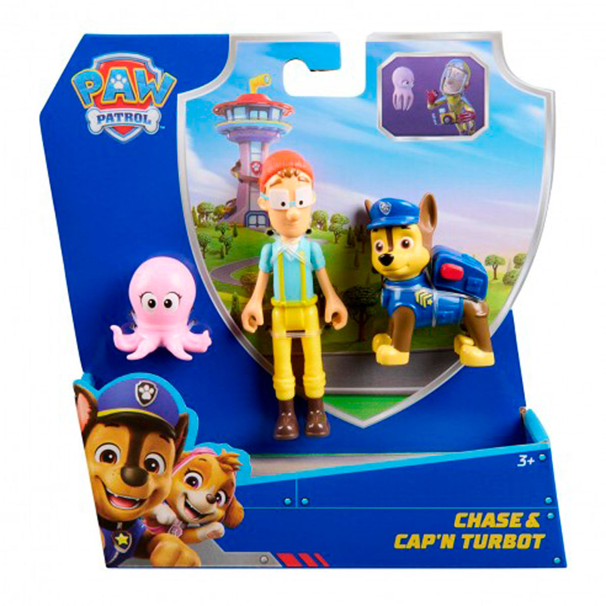 Set de juguetes Paw Patrol Chase y Cap'n Turbot con figuras y accesorios.