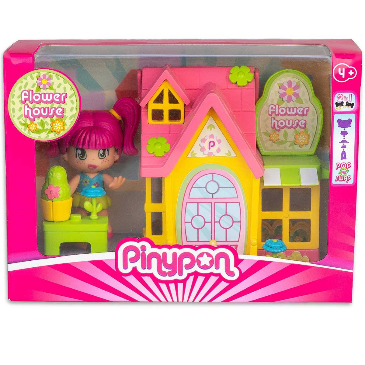 Set de juguetes Pinypon Casa de las Flores con muñeca y casa.