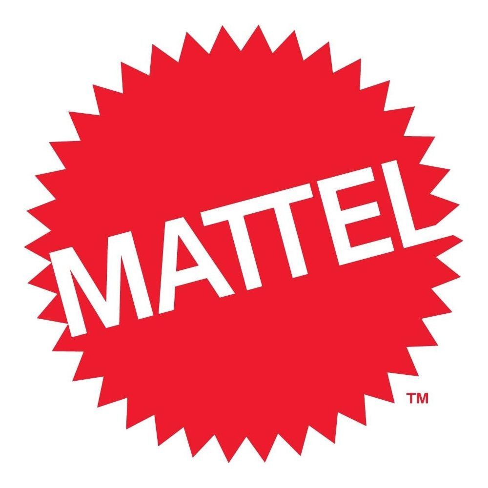 El logo de Mattel: una estrella roja con letras blancas y el símbolo TM.