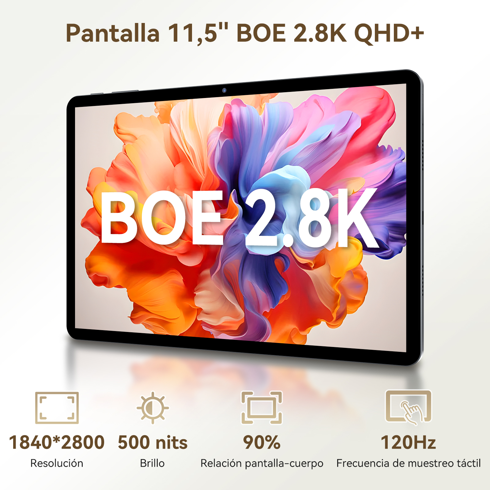 Una tablet de 11,5" con resolución 2,8K, 500 nits, 90% pantalla-cuerpo y 120Hz.