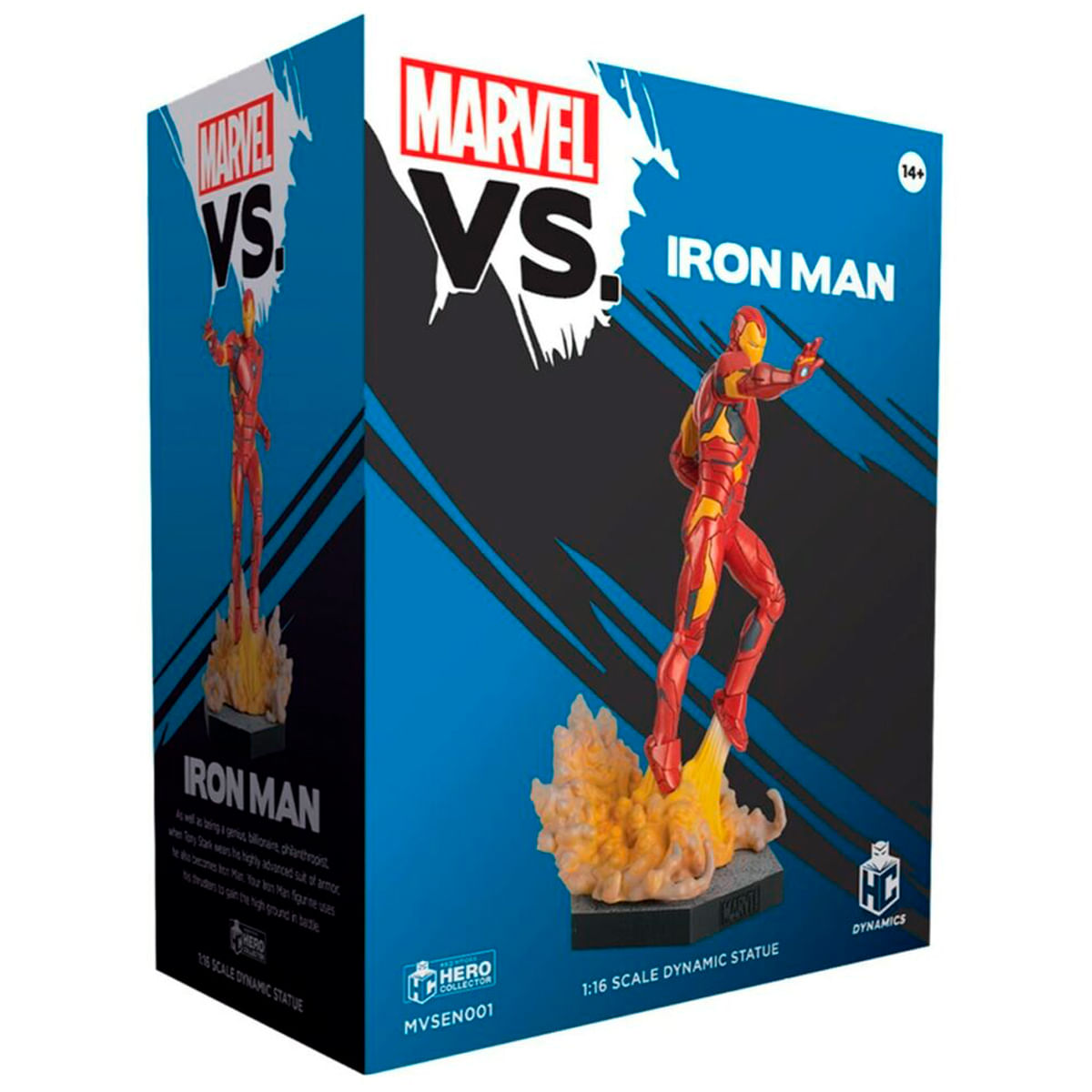 Figura de Iron Man en caja, con efecto de llama, escala 1:16.