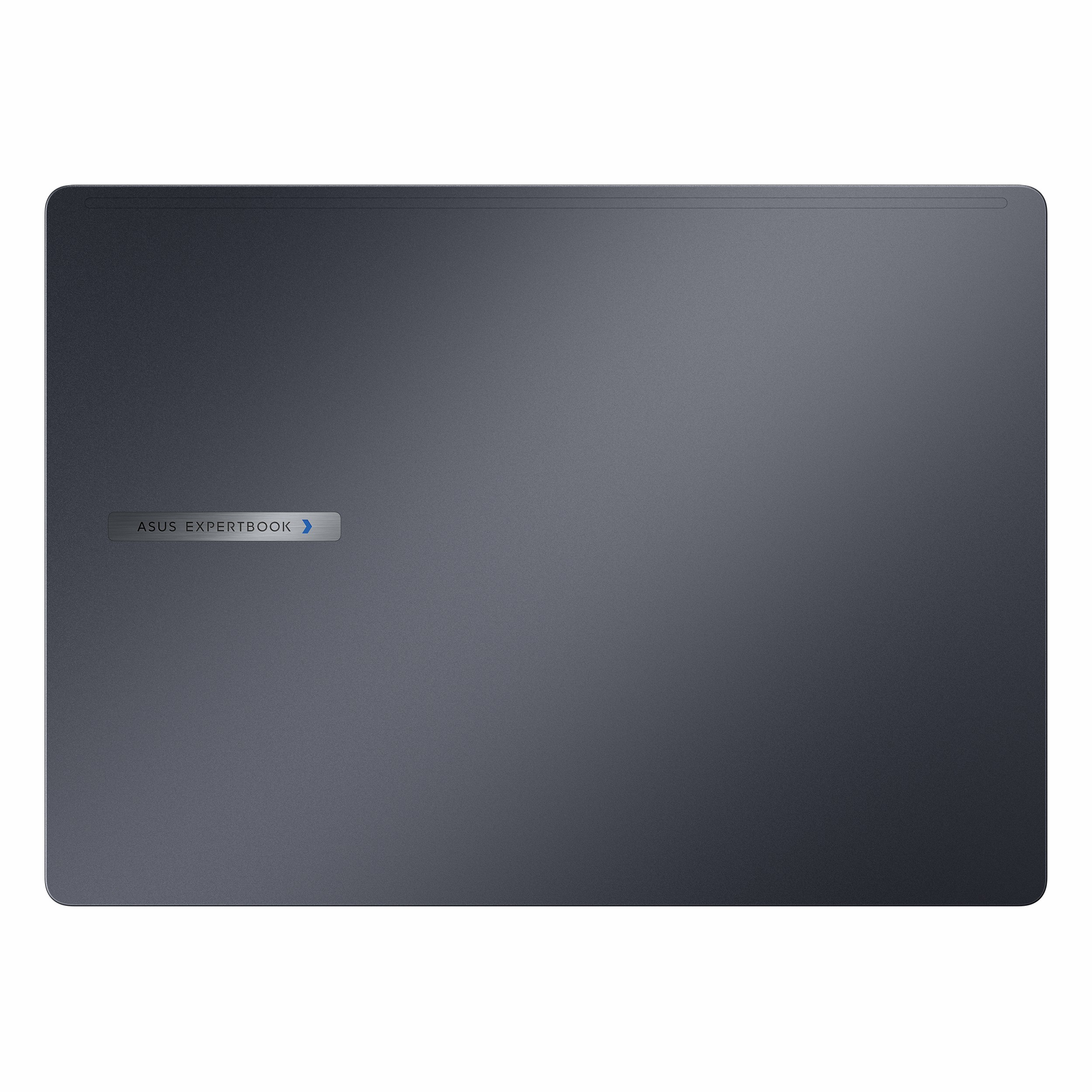ASUS EXPERTBOOK logolu koyu gri dizüstü bilgisayar kapağı.