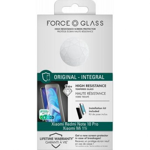 Confezione di una protezione schermo Force Glass per Xiaomi Redmi Note 10 Pro/Mi 11i.