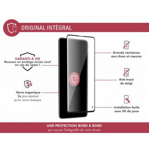 Immagine di una protezione per schermo per smartphone, con testo sulla garanzia a vita.
