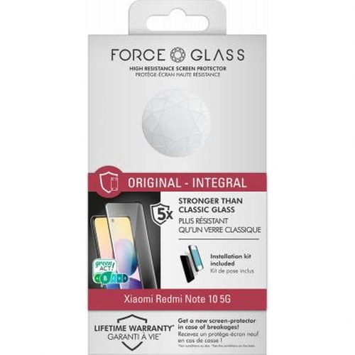 Confezione protettore schermo Force Glass per Xiaomi Redmi Note 10 5G.