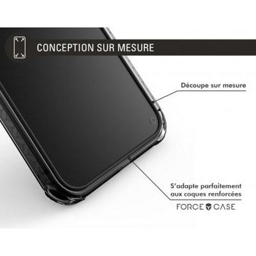 Close-up of a transparent phone case on a dark phone, showing custom fit.