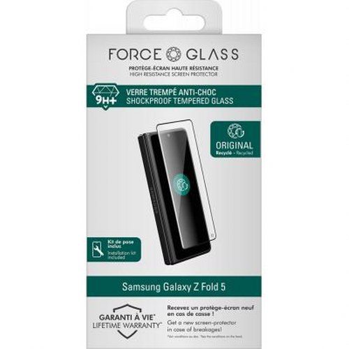 Confezione di una protezione per schermo in vetro temperato per Samsung Galaxy Z Fold 5.