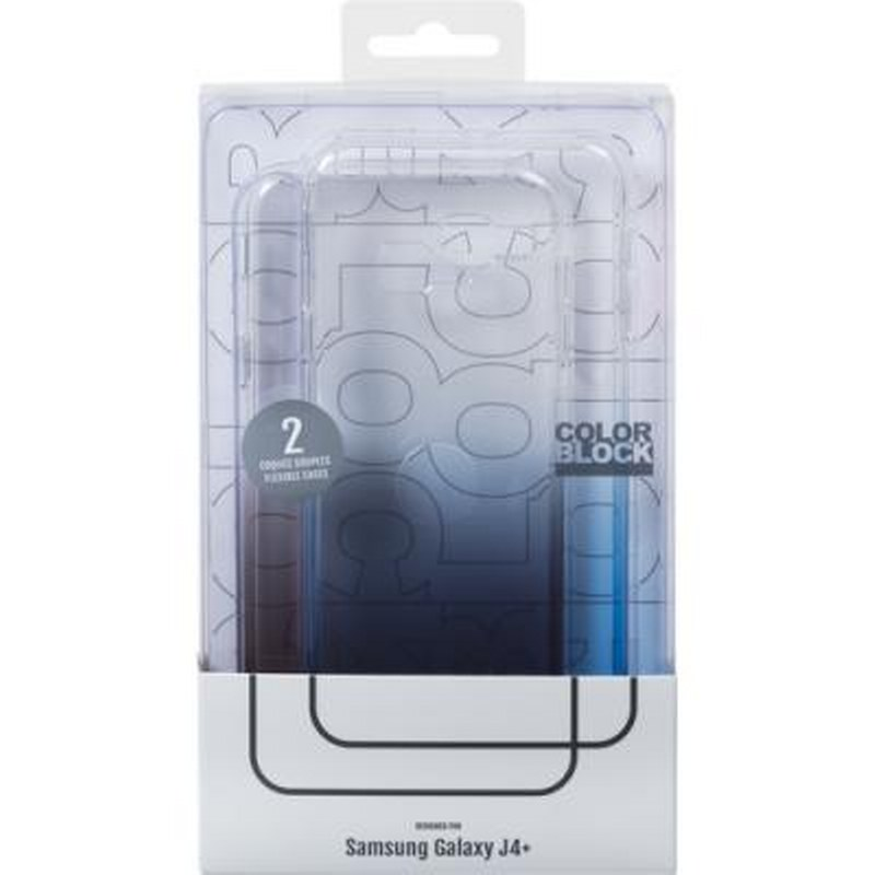 Confezione per custodia Samsung Galaxy J4+ con gradiente di colore, due custodie incluse.
