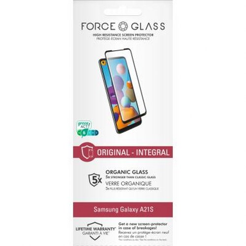 Confezione di una protezione schermo FORCE GLASS per Samsung Galaxy A21S.
