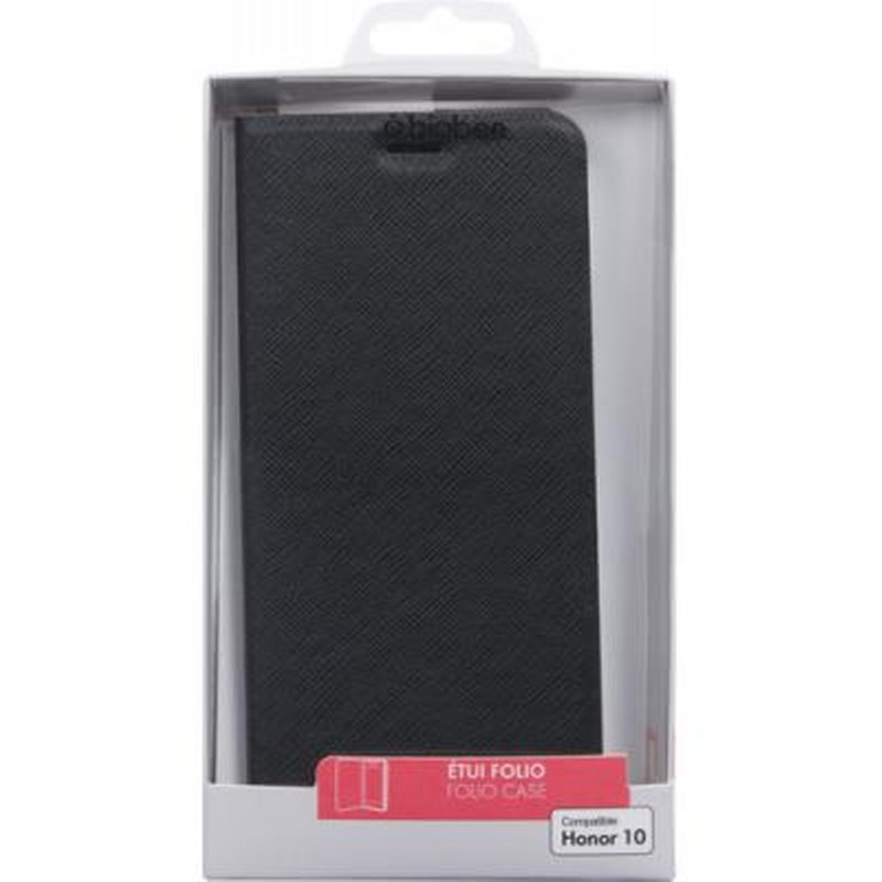 Custodia a libro nera per Honor 10 in confezione trasparente.