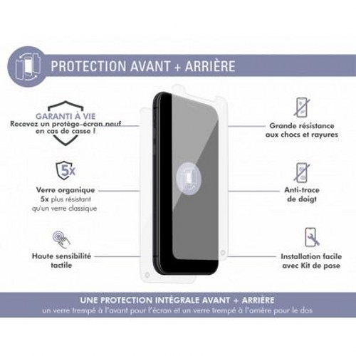 Front and back screen protector. Impact & scratch resistant, fingerprint proof.