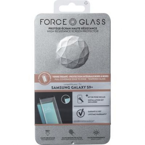 Verpakking voor een FORCE GLASS screenprotector voor Samsung Galaxy S9+.