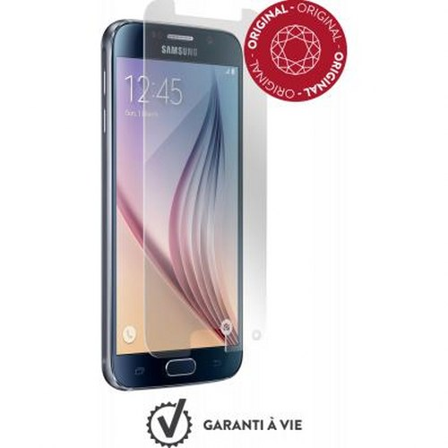 Smartphone Samsung con pellicola protettiva e sigillo di garanzia.