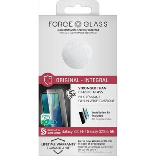 Scatola protettore schermo Force Glass per Samsung Galaxy S20 FE/FE 5G. Kit incluso.