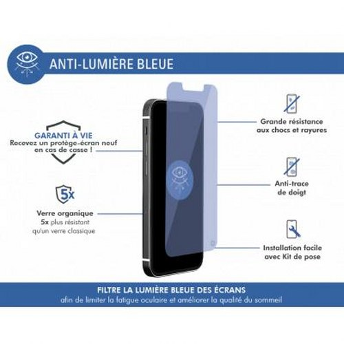 Blue light screen protector: shock, scratch resistant, anti-fingerprint.