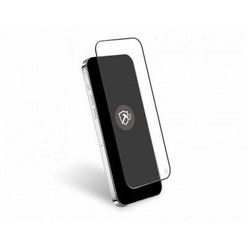 Uno smartphone argentato con una protezione per lo schermo applicata.