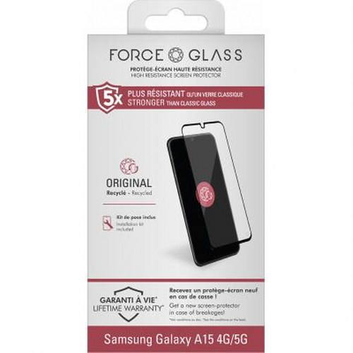 Confezione di una protezione schermo Force Glass per Samsung Galaxy A15 4G/5G.