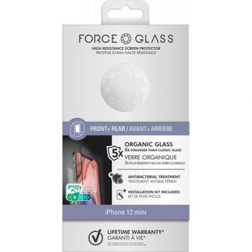 Packaging for an iPhone 12 mini glass screen protector.