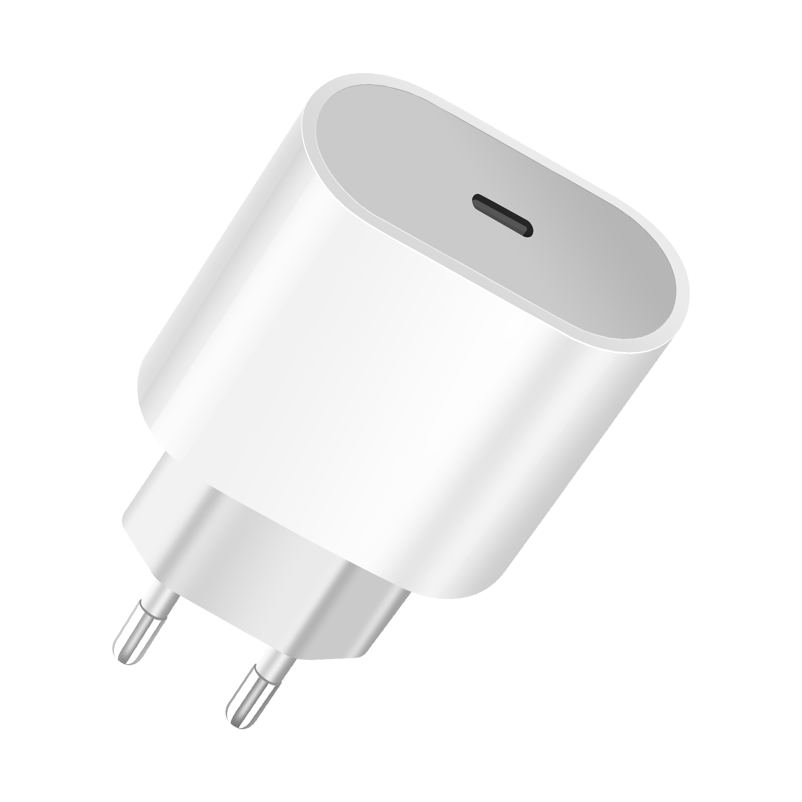 Biały adapter USB-C z dwoma bolcami.