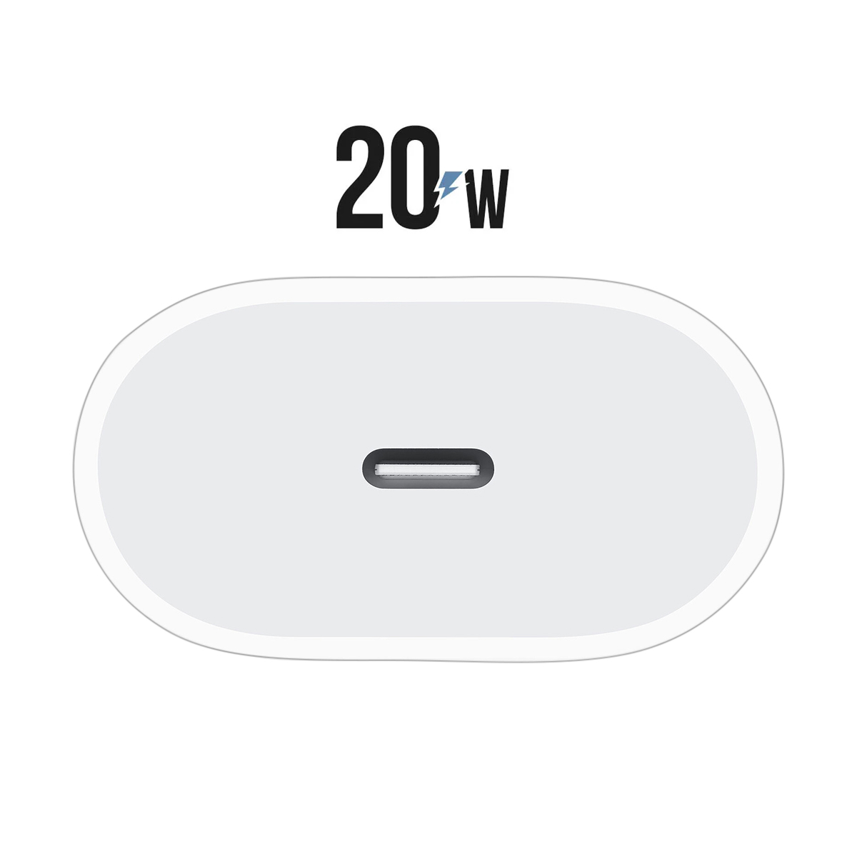 Caricatore USB-C bianco da 20W con porta di ricarica