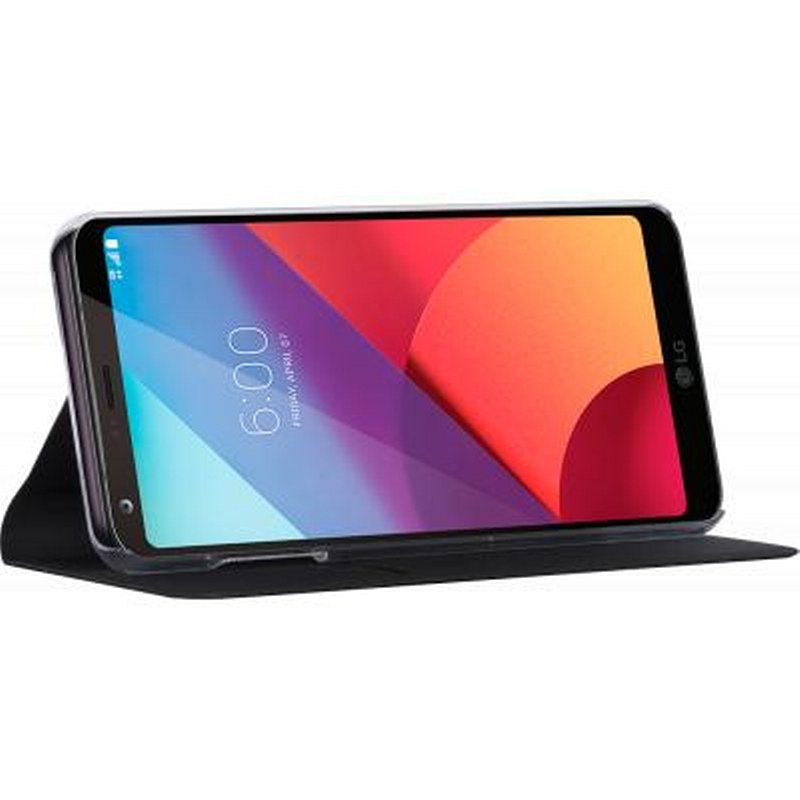 Uno smartphone con uno sfondo colorato e l'ora 6:00.