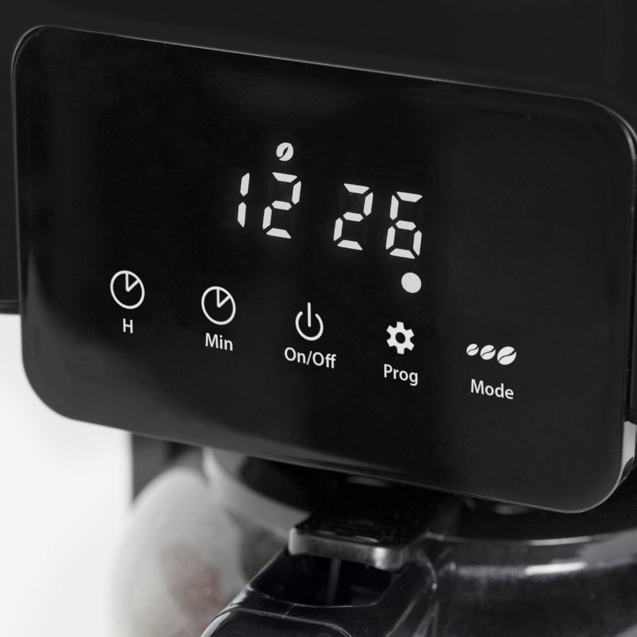 Display digitale di una macchina da caffè con ora 12:26 e icone.