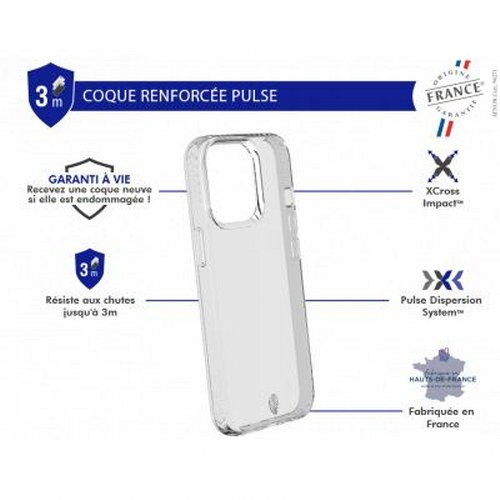 Cover iPhone trasparente, protezione caduta 3m, garanzia a vita.
